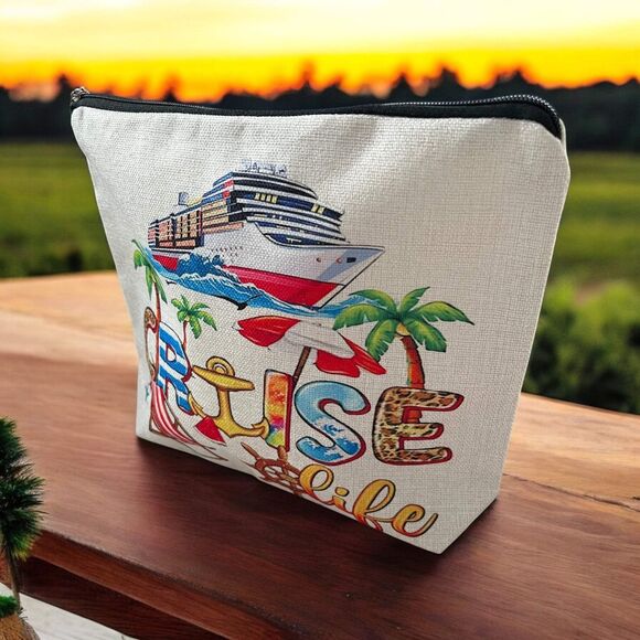 Cruise Life Cosmetic Makeup Zipper Bag - Picture 2 of 4